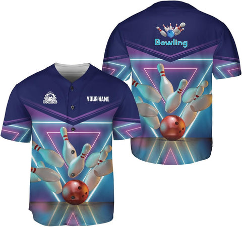 mostprints Personalized Bowling Baseball Jersey Custom Bowling Shirts Bowling Gift Bowling Jersey Bowling Shirt Men Womens