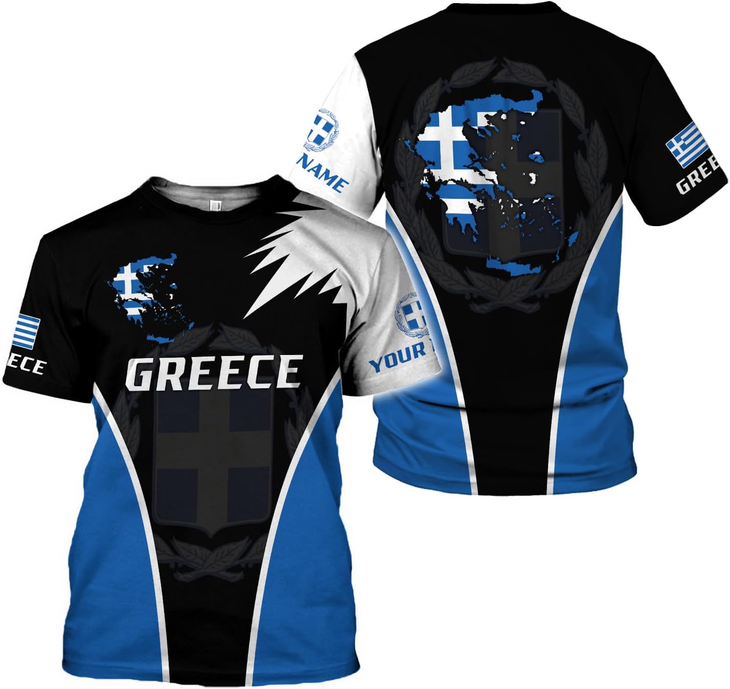 Suseaz Personalized Greece Hoodie Greek Coat of Arms Flag Grecian 3D Sweatshirt Greece Zip Hoodie Grecian Pride Gift Shirt