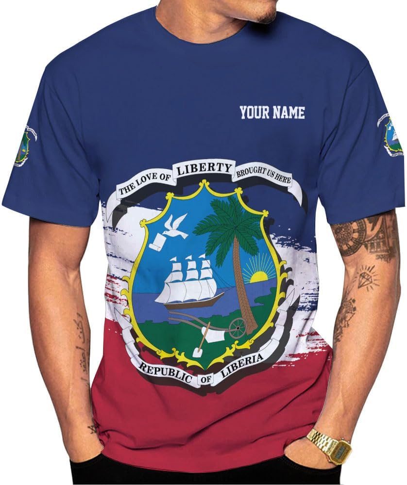 Royal Fight Personalized Liberia Shirts Liberian Pride Flag Shirt Liberia Flag Shirts Liberia Flag Gift T-Shirt for Men Women