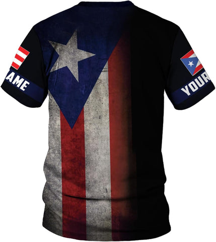 Woseprints Personalized Name Puerto Rico 3D Shirt, Puerto Rico Flag T-Shirt for Men & Women
