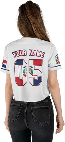 AOVL Custom Dominica Republic Crop Top Baseball Jersey Dominicana Republic Shirt for Team Dominican Flag Jersey for Men Women