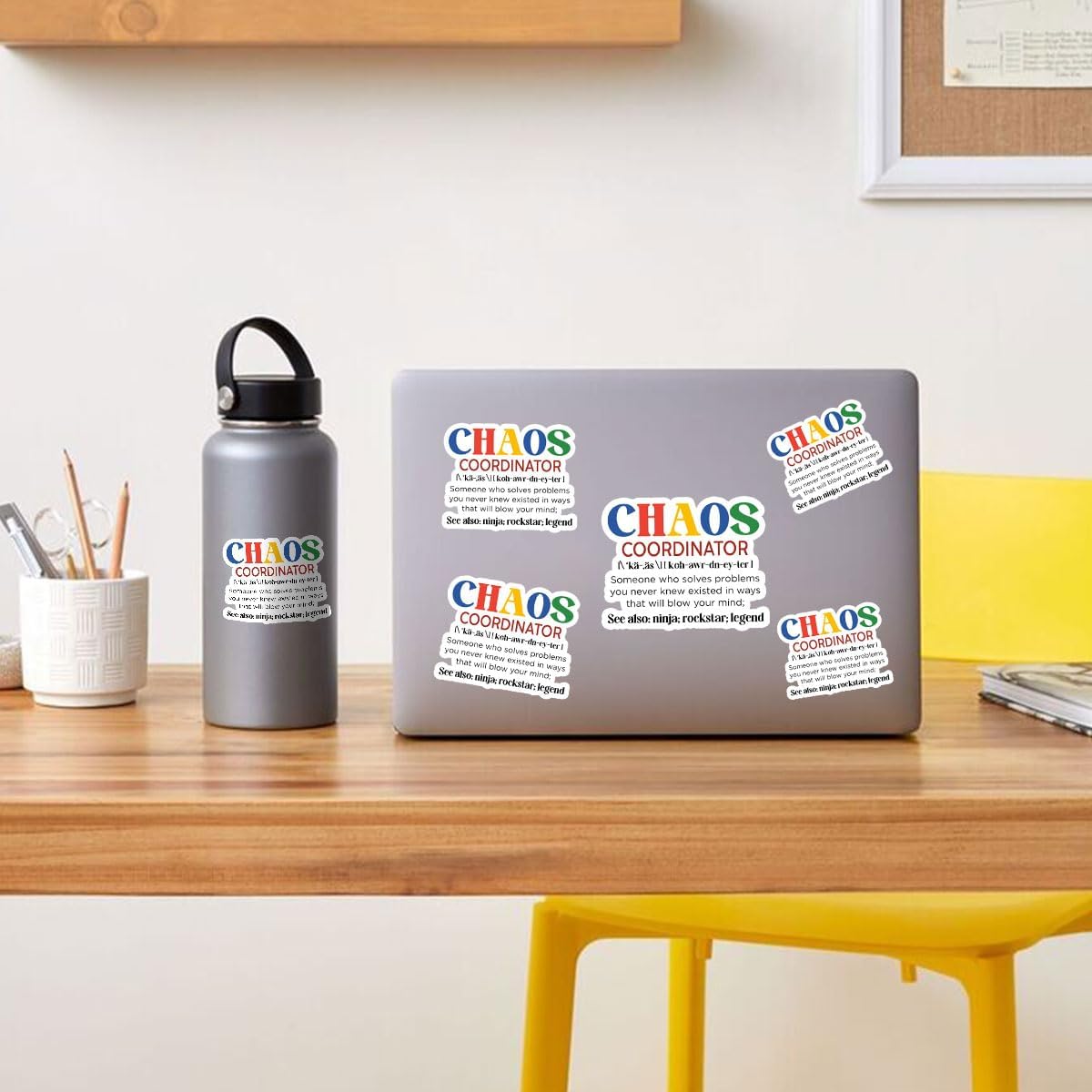 3 Pcs Chaos Coordinator Sticker, Production Coordinator Sticker, Chaos Coordinator Water Bottle, Funny Office Stickers - Vinyl Stickers 3 Inches for Water Bottles Laptop Phone Car Window Helmet