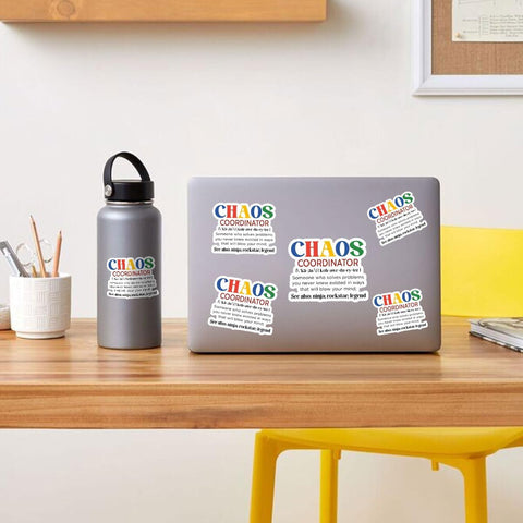 3 Pcs Chaos Coordinator Sticker, Production Coordinator Sticker, Chaos Coordinator Water Bottle, Funny Office Stickers - Vinyl Stickers 3 Inches for Water Bottles Laptop Phone Car Window Helmet