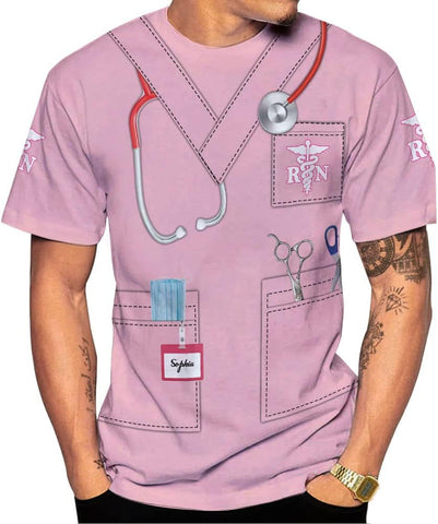 Personalized Name Nurses Shirts 3D Nurse Shirts for Women Emergency Nurse T-Shirt Uniform Emergency Medical Technician Shirt
