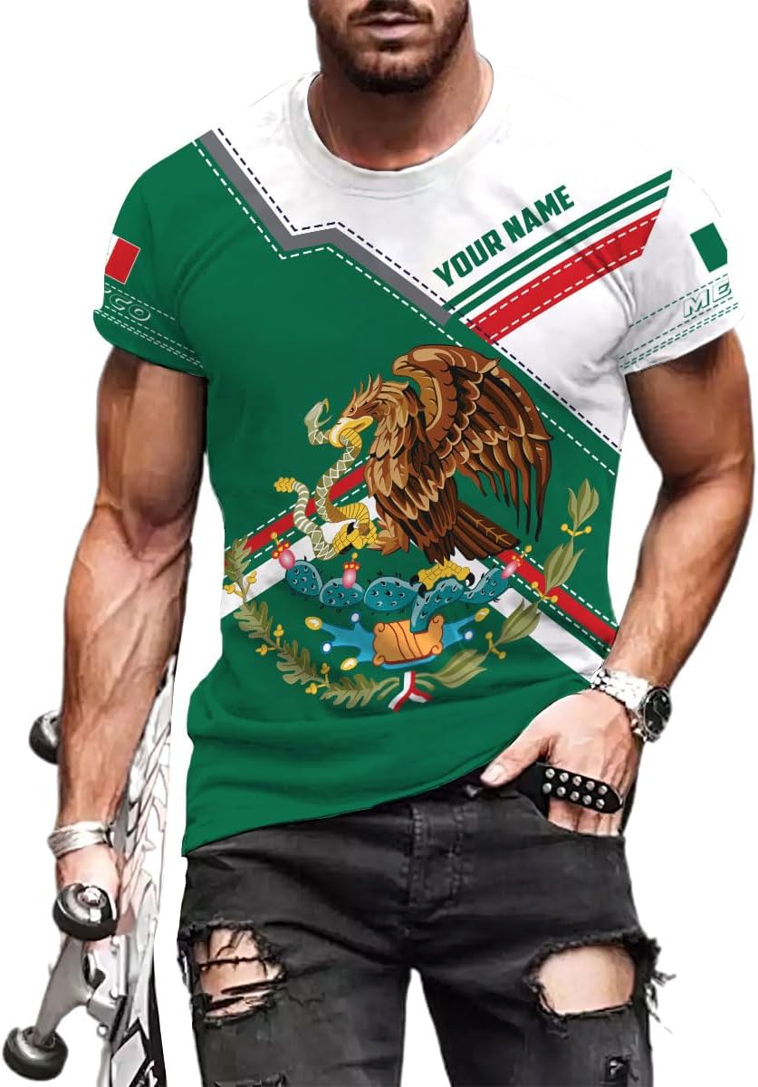 Personalized Name Mexican Shirts for Men, Customized Mexico Shirts for Men, Mexico Shirts for Women Mexico Shirt Eagle Flag