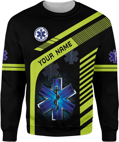 Leeprints Personalized EMT Hoodie EMS Sweatshirt Custom EMS Zip Hoodie Paramedic Uniform Emergency Medical Technician Shirts