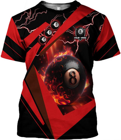 Pretyprints Personalized 3D Billiard Shirt Custom Name Men Women Team Apparel Pool 8 Ball Flag Tshirt Billiards Shirts Gift