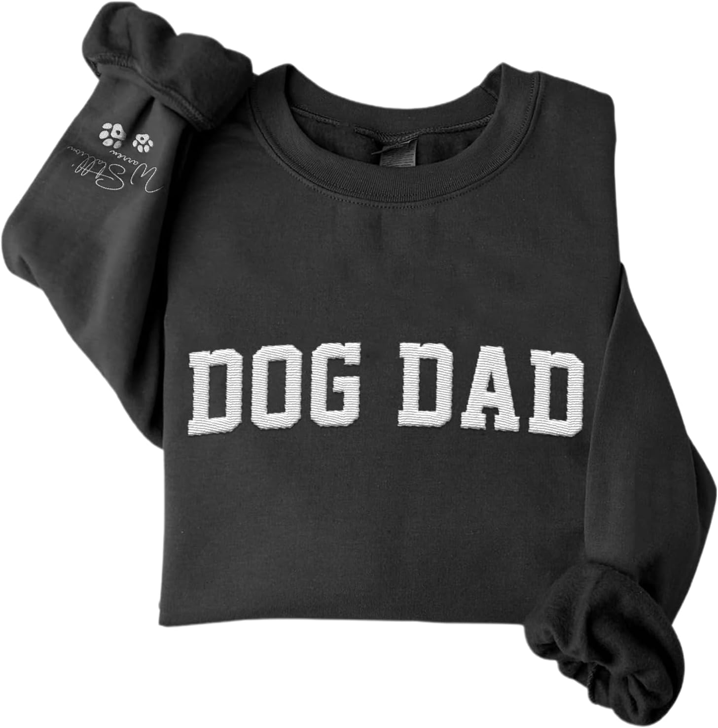 Personalized Embroidered Dog Dad Crewneck Sweatshirt, Custom Dog Dad Sweatshirt, Proud Dog Dad Shirts Gift for Men (Cotton + Polyester, SS1)