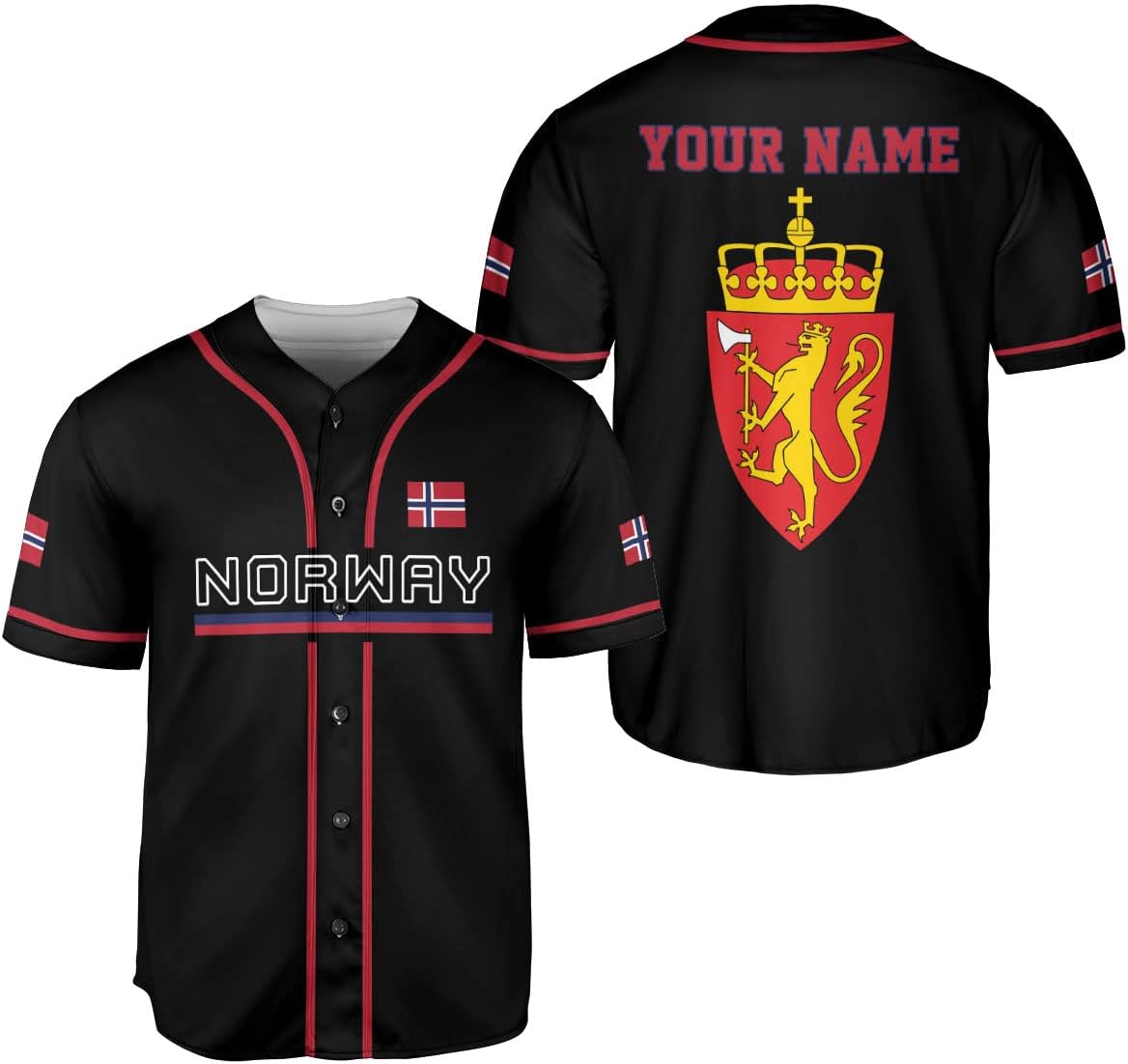 Podagree Personalized Norway Baseball Jersey Shirt Norwegian Pride Flag Roots Norwegian Jersey Soccer for Men and Women