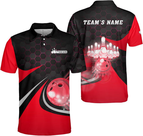 Mostprints Personalized Name Bowling Polo Shirts 3D for Men and Women, Bowling Shirt, Bowling Team