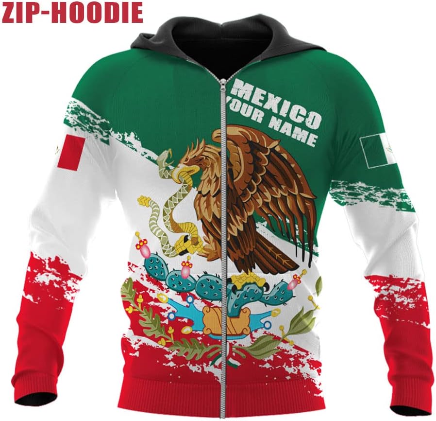 Personalized Name Mexican Hoodie 3D, Customized Mexican Hoodies for Men, Unisex Mexico Hoodie 3D, Mexico Hoodies for Men, Mexico Flag Gift for Women, T Shirt, Zip Up Hoodie, Sweatshirt HD42