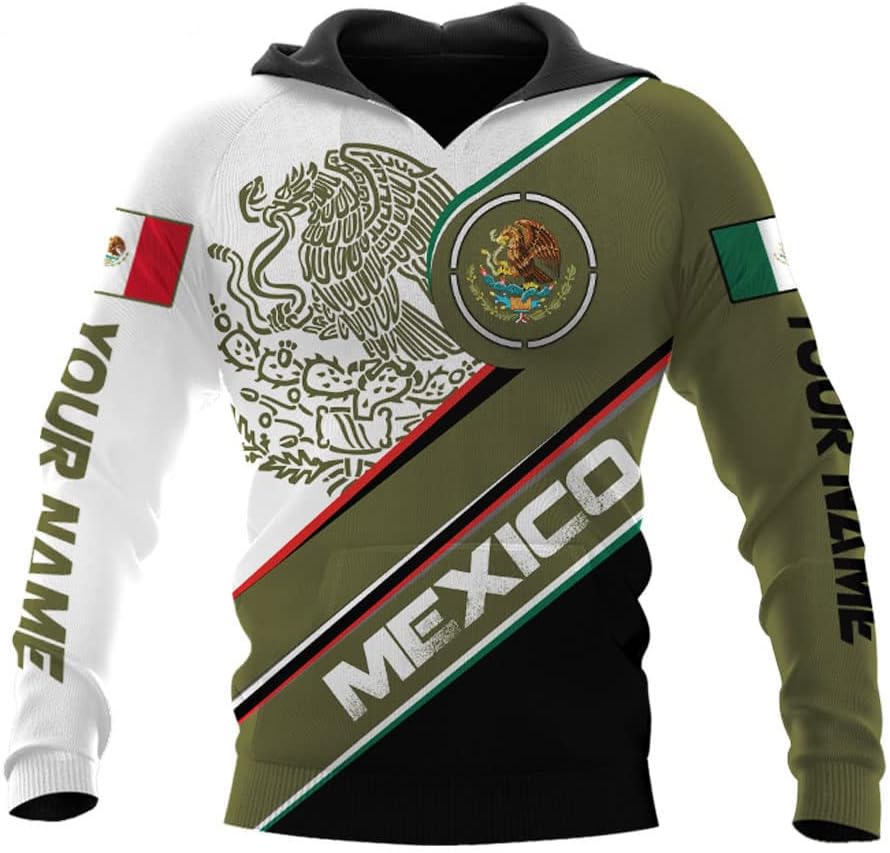 Personalized Name Mexican Hoodie 3D, Customized Mexican Hoodies for Men, Unisex Mexico Hoodie 3D, Mexico Hoodies for Men, Mexico Flag Gift for Women, T Shirt, Zip Up Hoodie, Sweatshirt HD25