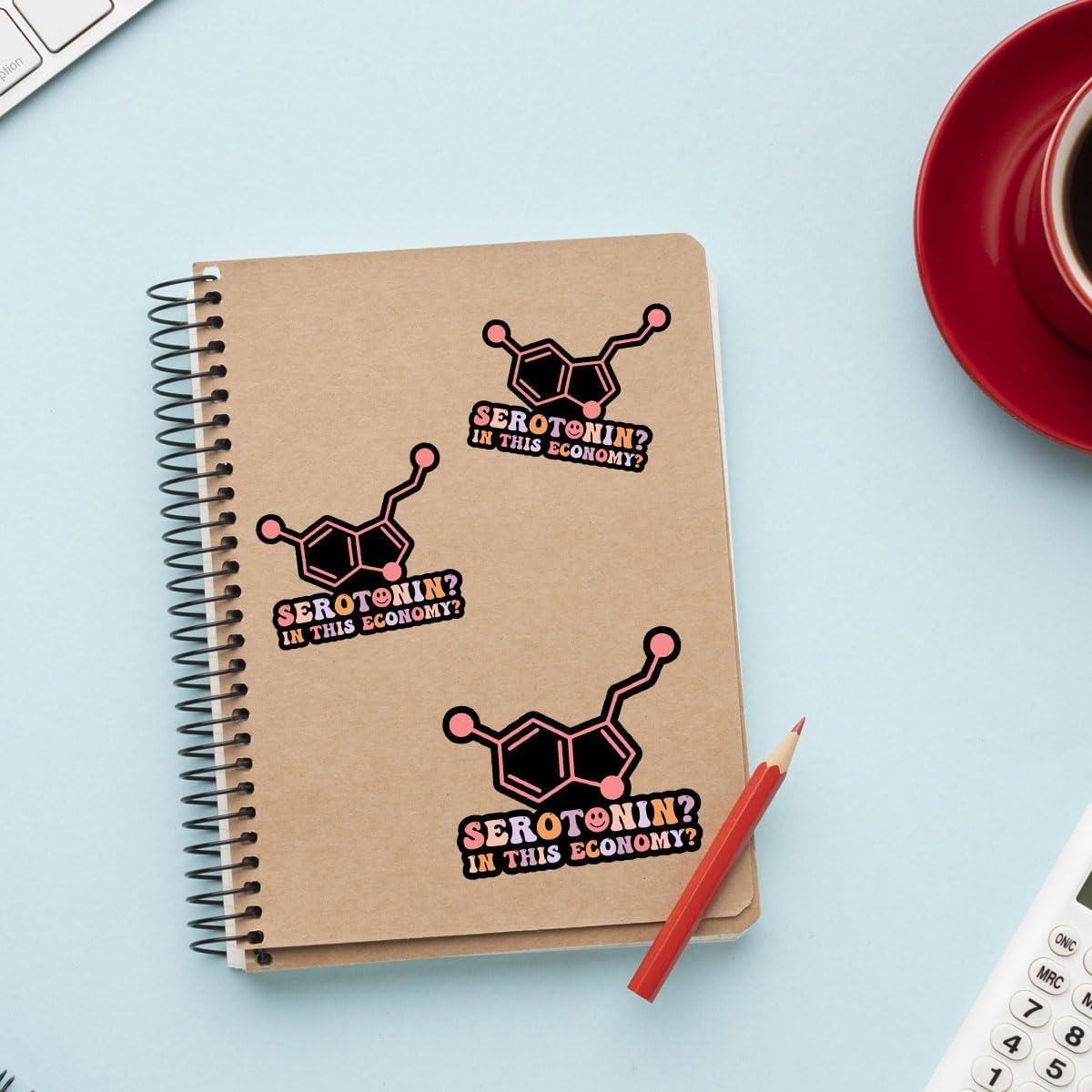 3 Pcs Serotonin in This Economy Sticker, Funny Mental Health Humor Sarcasm Sarcastic Anxiety Serotonin This Economy Vinyl Stickers Waterproof for Laptop Water Bottle Phone Car Helmet Gifts 3"x3"