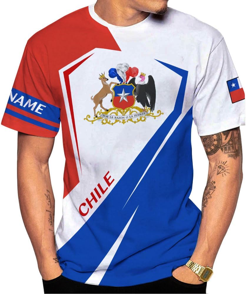 Personalized Name Chile Shirts for Men and Women, Chile Chilean Flag Pride Gift T-Shirt, Chilean Map and Flag