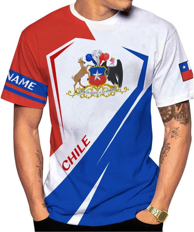 Personalized Name Chile Shirts for Men and Women, Chile Chilean Flag Pride Gift T-Shirt, Chilean Map and Flag