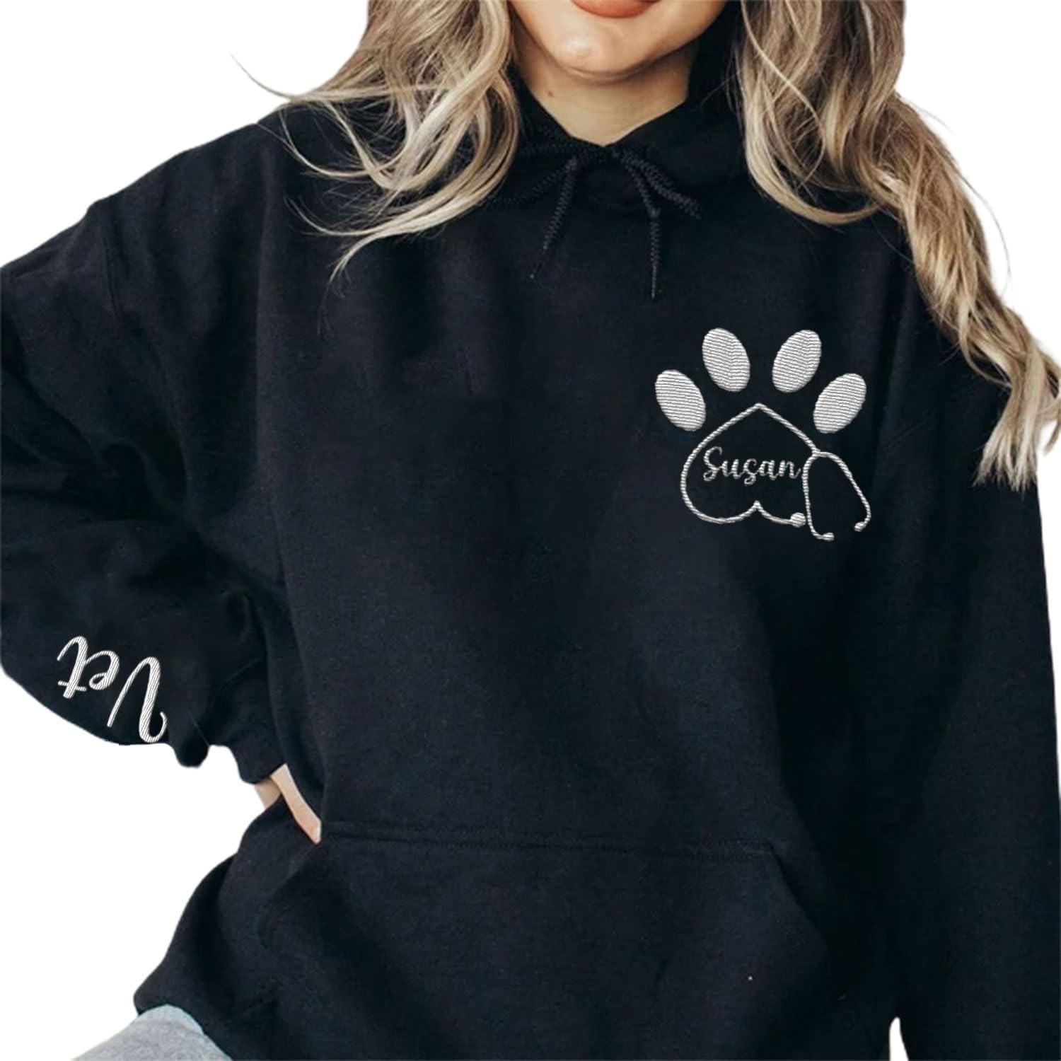 Custom Embroidered Vet Assistant Sweatshirt, Veterinary Medicine Hoodie for Women, Vet Tech Crewneck Gifts for Veterinarian