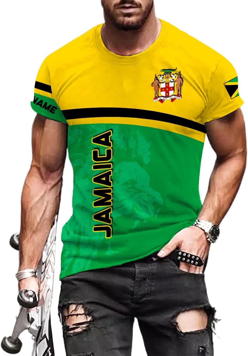 MoonArt Personalized Jamaica Shirt Custom Jamaica Flag Lion Hoodie for Men and Women, Jamaican Pride T-Shirt, Jamaicana