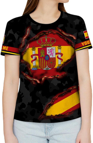 Ligthuy Personalized Name Spain Shirt 3D, Custom Spainish Shirt Flag for Men and Women, Italia Shirt Soccer Unisex Size