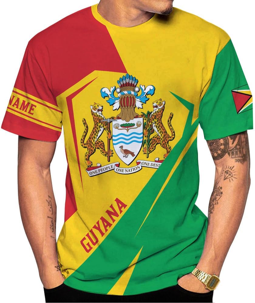 MoonArt Personalized Guyana Shirts - Guyanese Coat of Arms Flag 3D