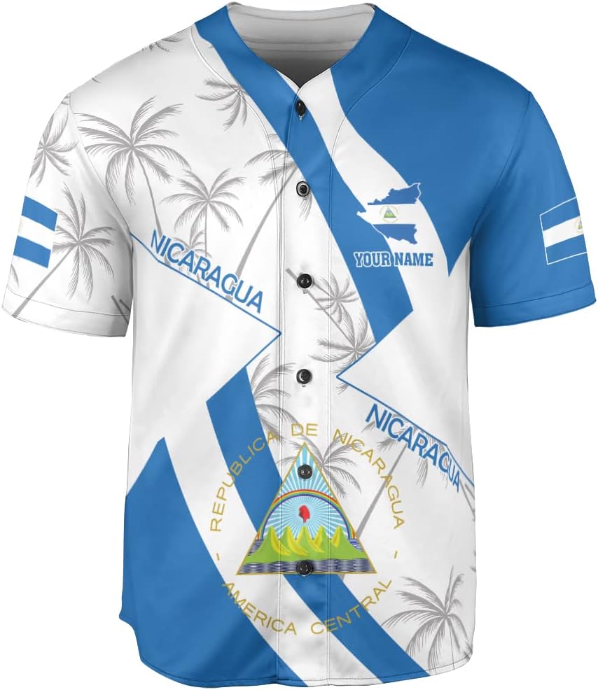 Personalized Nicaragua Baseball Jersey, Custom Nicaragua Baseball Jersey for Men & Women, Nicaraguan Camisas Shirt