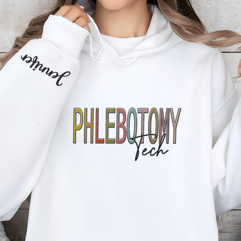 Custom Phlebotomy Technician Embroidered Sweatshirts, Phlebotomy Tech Hoodie, Phlebotomy T-shirts Gift For New Phlebotomist