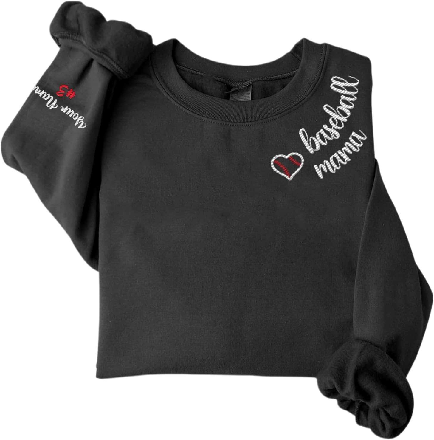 Intenprints Personalized Baseball Mom Embroidered Sweatshirt Customized Baseball Shirt Baseball Sweatshirts for Women and Men