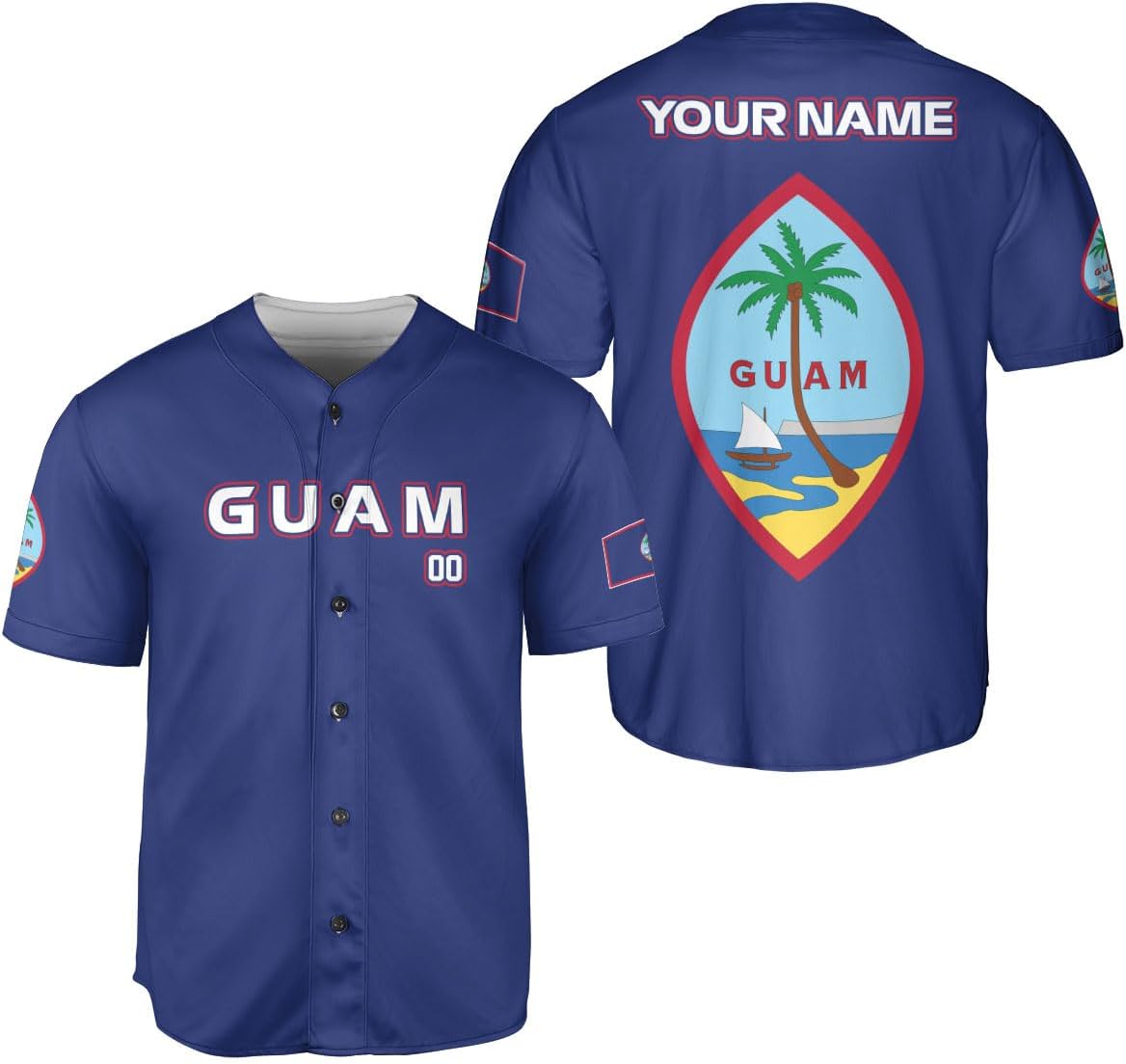 Leprints Personalized Guam Baseball Jersey Shirt, Guahan Flag Jersey, Guam Islander Pride Jersey for Men and Women