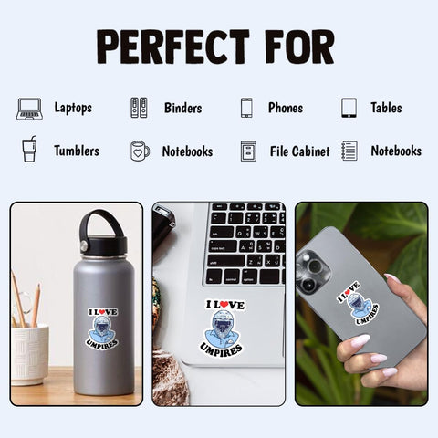 (3 Pcs) I Love Umpires Sticker - Sports Referee Baseball & Softball Umpire Quote Vinyl Decal for Laptop, Water Bottle, Phone, Car, Boat, Bumper, Window, Helmet - 3 Inch