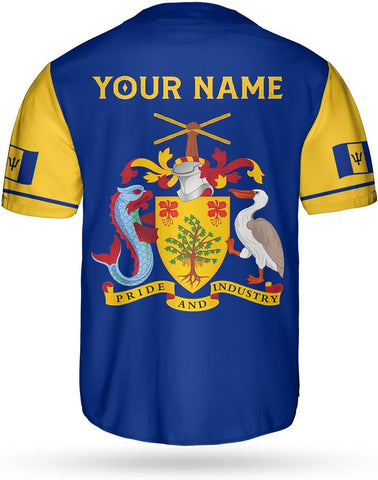 Podagree Personalized Barbados Baseball Jersey Shirt, Bajan Flag Jersey, Barbados Jersey for Men and Women Jersey Bajan