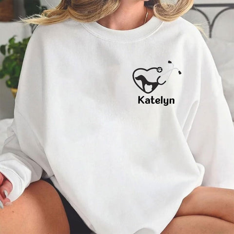 Personalized Veterinarian Embroidered Sweatshirt, Custom Vet Tech Shirt, Veterinary Technician Week Gifts, Veterinary Gifts