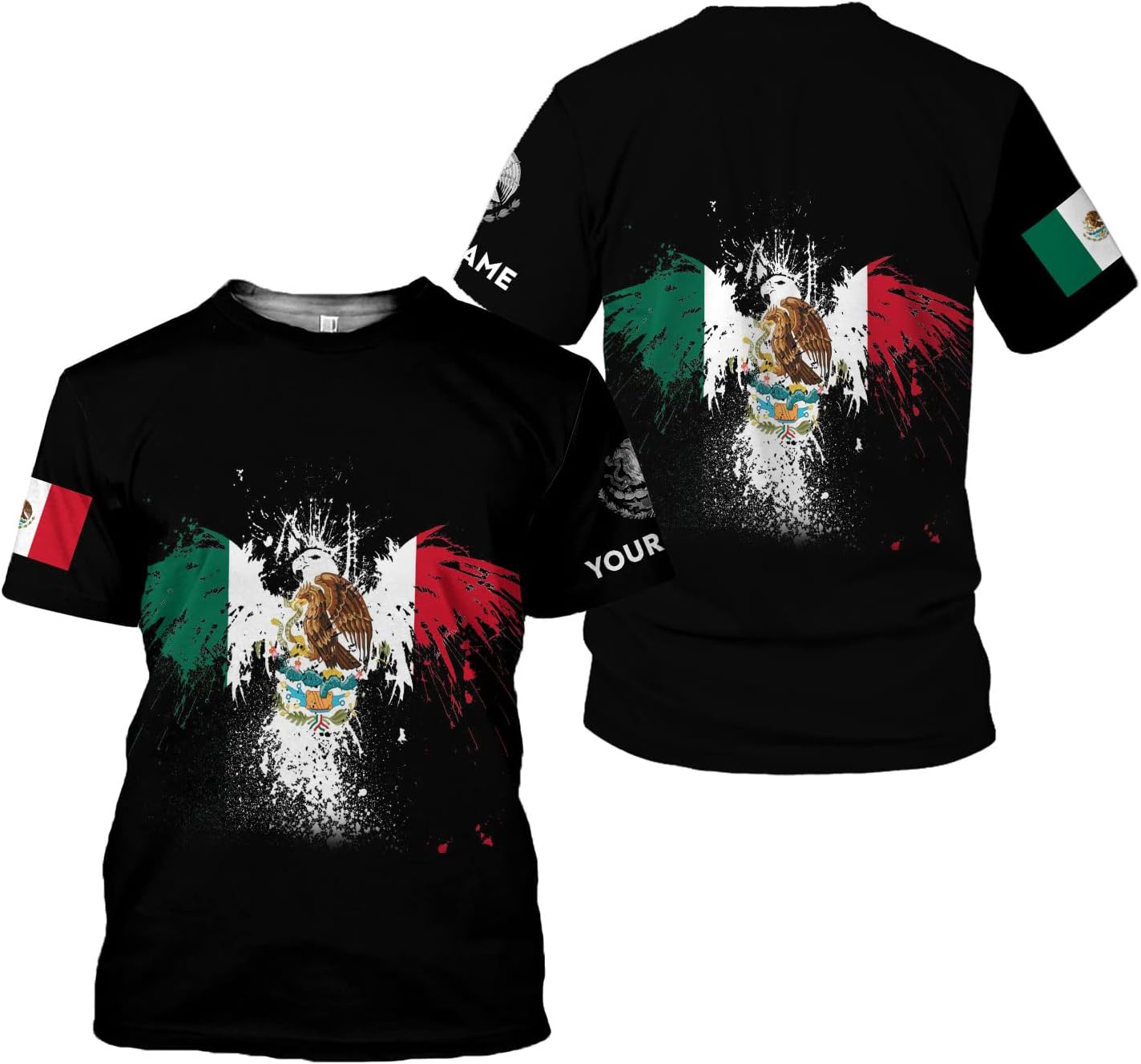 Mostprints Personalized Name Mexican Shirts for Men, Customized Mexico Shirts for Men, Mexico Shirts for Women,Mexico Eagle Flag