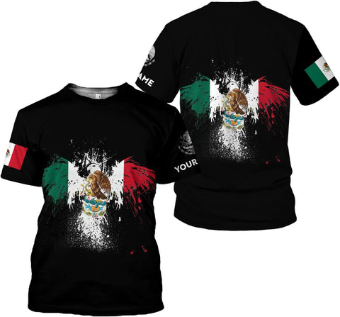 Mostprints Personalized Name Mexican Shirts for Men, Customized Mexico Shirts for Men, Mexico Shirts for Women,Mexico Eagle Flag
