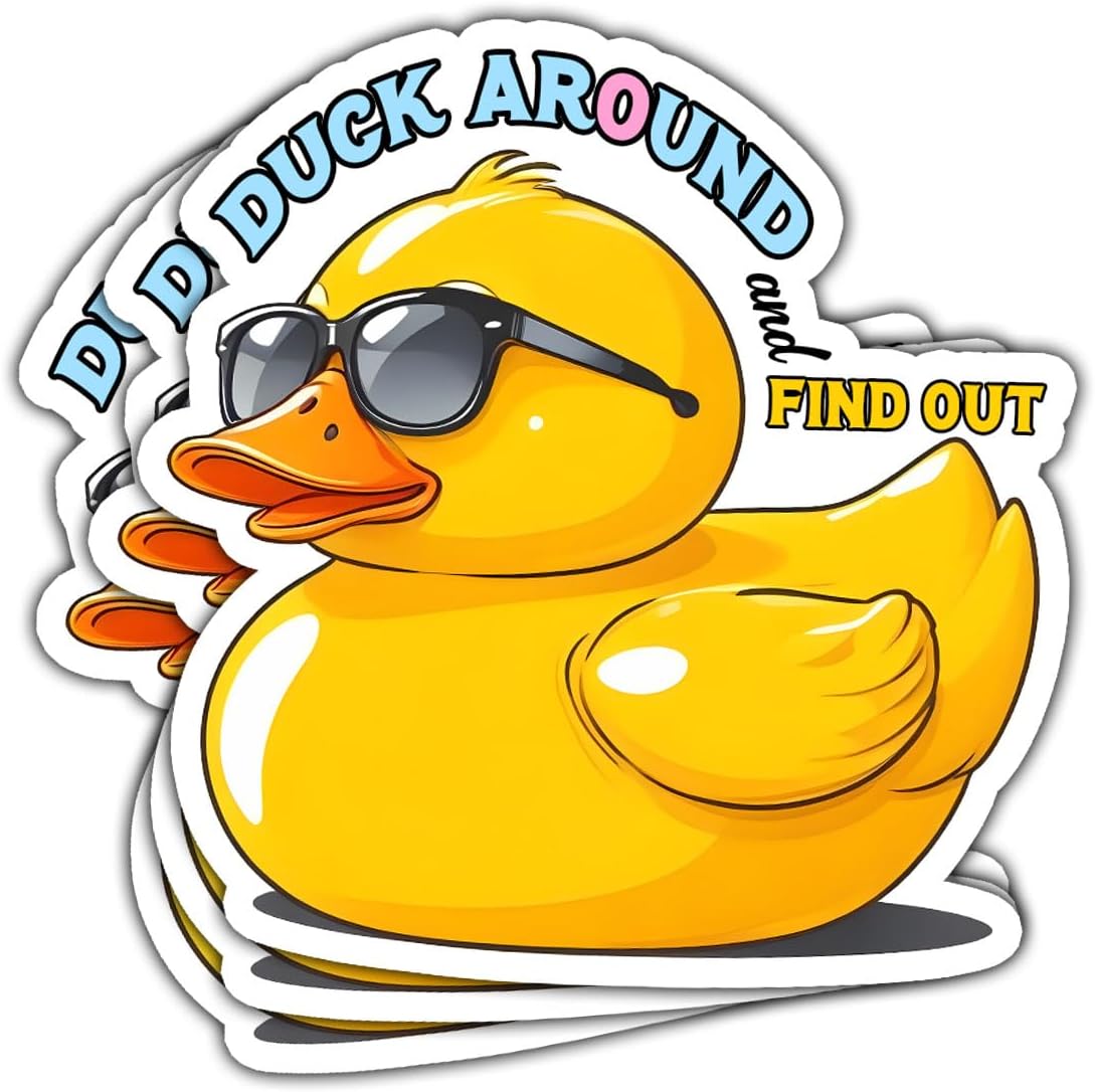 (3Pcs) Duck Around and Find Out Sticker Funny Meme Cool Duck Decal, Duck Vinyl Sticker, Duck Head Sticker, Find The Duck Vinyl Sticker - Stickers for Laptop Water Bottle Phone Car Window Helmet 3"