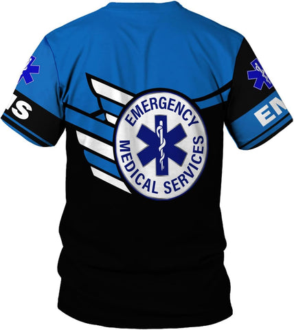 Mostefy Personalized Name EMS Shirt 3D Uniform Emergency Medical Technician, EMS Shirts for Men, EMT Shirt, Paramedic Shirt