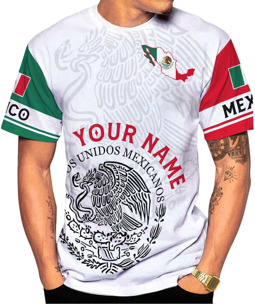 Royal Fight Personalized Mexico Shirts, Mexican Shirts for Men, Customized Mexico T-Shirt for Men, Mexico Eagle Flag Shirt