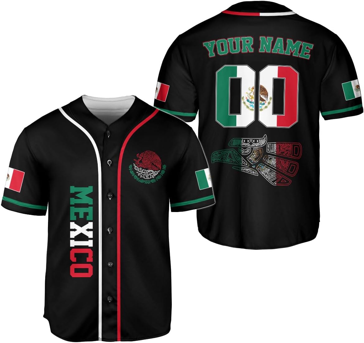 AOVL Custom Mexico Baseball Jersey for Men Women Eagle Flag Mexico Shirt Personalized Mexicano Mexico Jerseys Camisa 3D