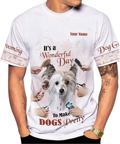 Mostprints Personalized Name Dog Groomer Shirt 3D, Funny Dog Groomer Apparel Shirts, Dog Groomer Gifts for Men and Women