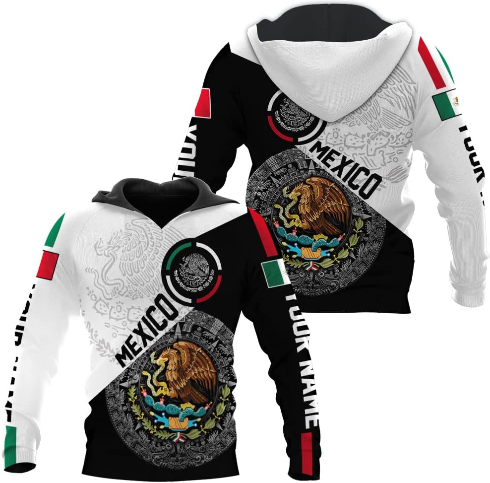Mostprints Personalized Name Mexican Hoodie 3D, Customized Mexican Hoodies for Men, Unisex Mexico Hoodie, Mexico Hoodies for Men