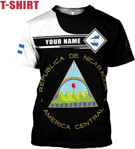 Mostprints Personalized Nicaragua Shirt 3D, Nicaragua Flag Shirts, Nicaraguan Camisas T-Shirt, Unisex Shirts for Men Women