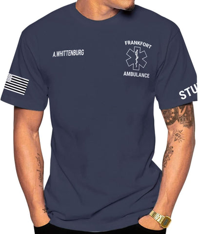 Vybonz Personalized EMS EMT Student Paramedic T-Shirt 3D Emergency Medical Technician Shirt, Custom Name Dept Tshirt Gift