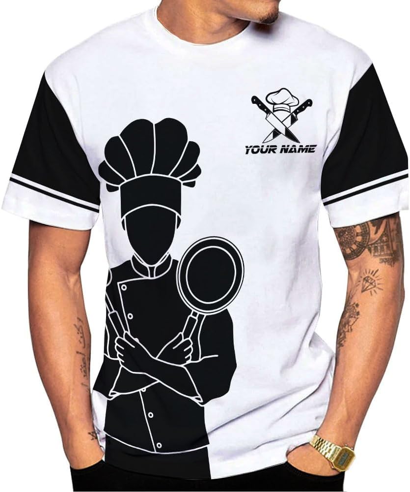 Custom Chef Shirt Chef Shirts for Men Gifts for Master Chef Lovers Custom Chef T Shirts for Men Funny 3D Chef Shirts for Men