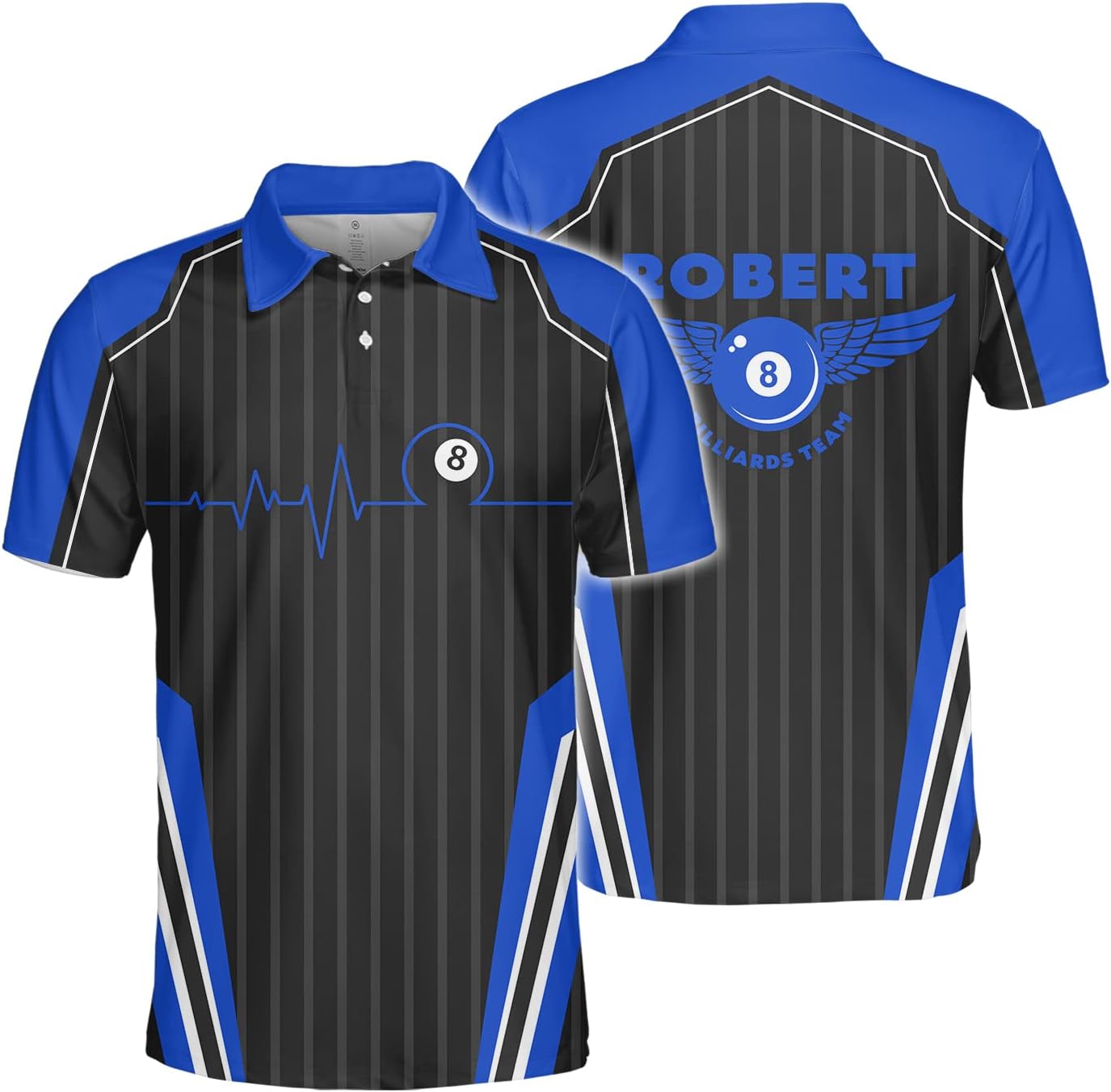 Personalized 8 Ball Polo Shirt, Billiard Shirt Custom Billiard Player 3D Print Shirts for Men Women Teams Pool (Polyester, PL29)
