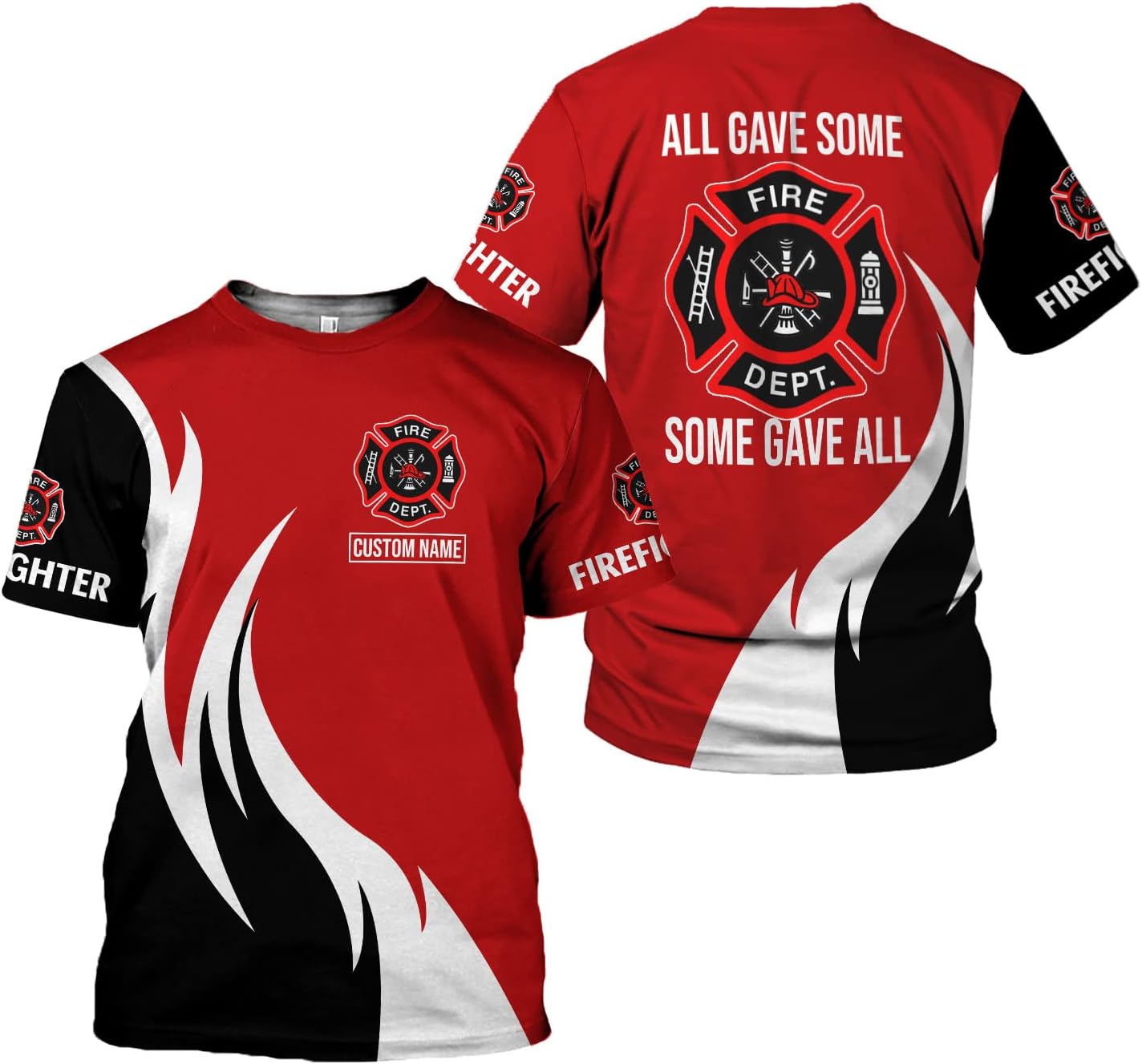 Vybonz Personalized Firefighter Shirt Custom Name Fire Man Firefighter Gift Tshirt 3D Shirts Unisex Tshirts 3D for Men Women