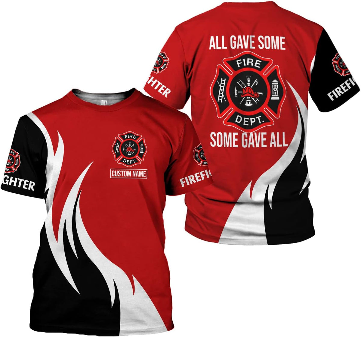 Vybonz Personalized Firefighter Shirt Custom Name Fire Man Firefighter Gift Tshirt 3D Shirts Unisex Tshirts 3D for Men Women