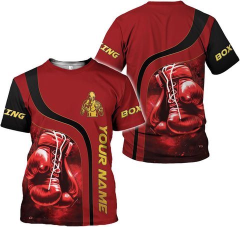Pretyprints Personalized Boxing 3D Shirt, Boxing Shirts for Men Boxing Gloves Shirt Boxing Tee Shirt Gifts for Boxing Lovers