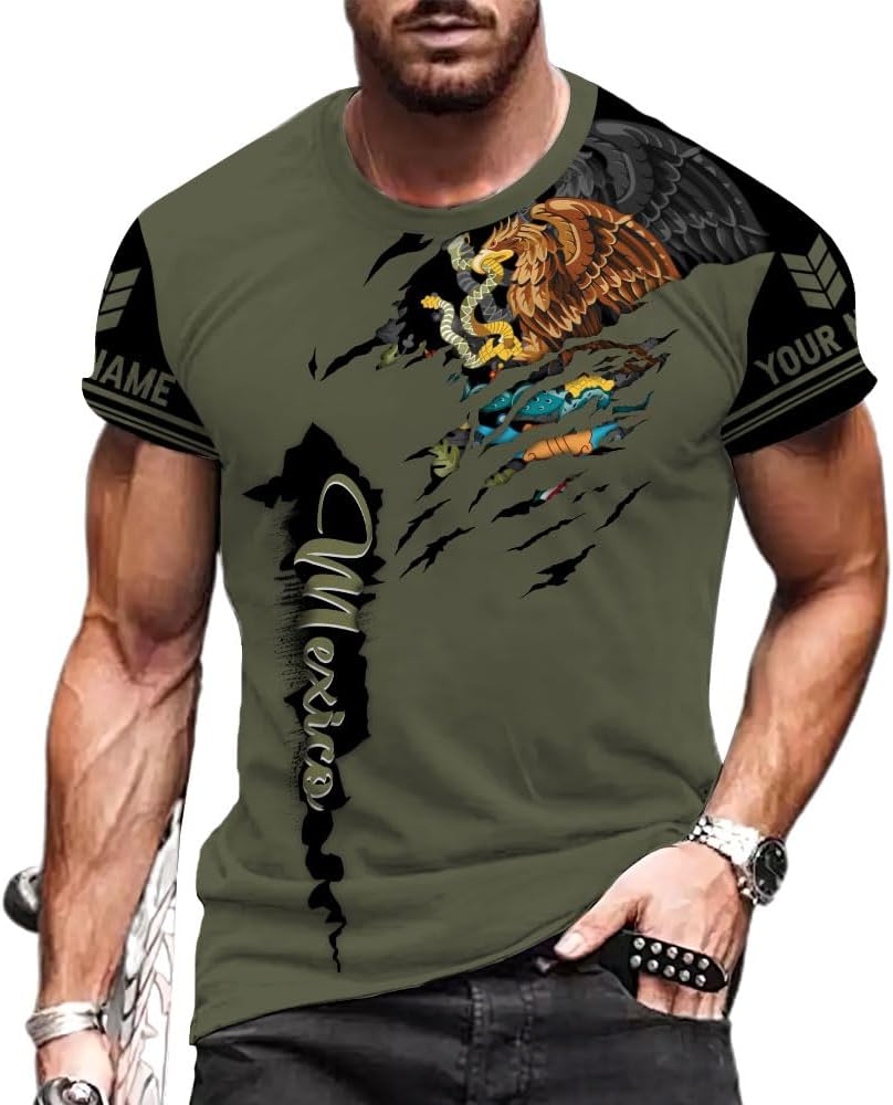 Rivelus Personalized Name Mexican Shirts for Men, Customized Mexico Shirts for Men, Mexico Shirts for Women Mexico Shirt