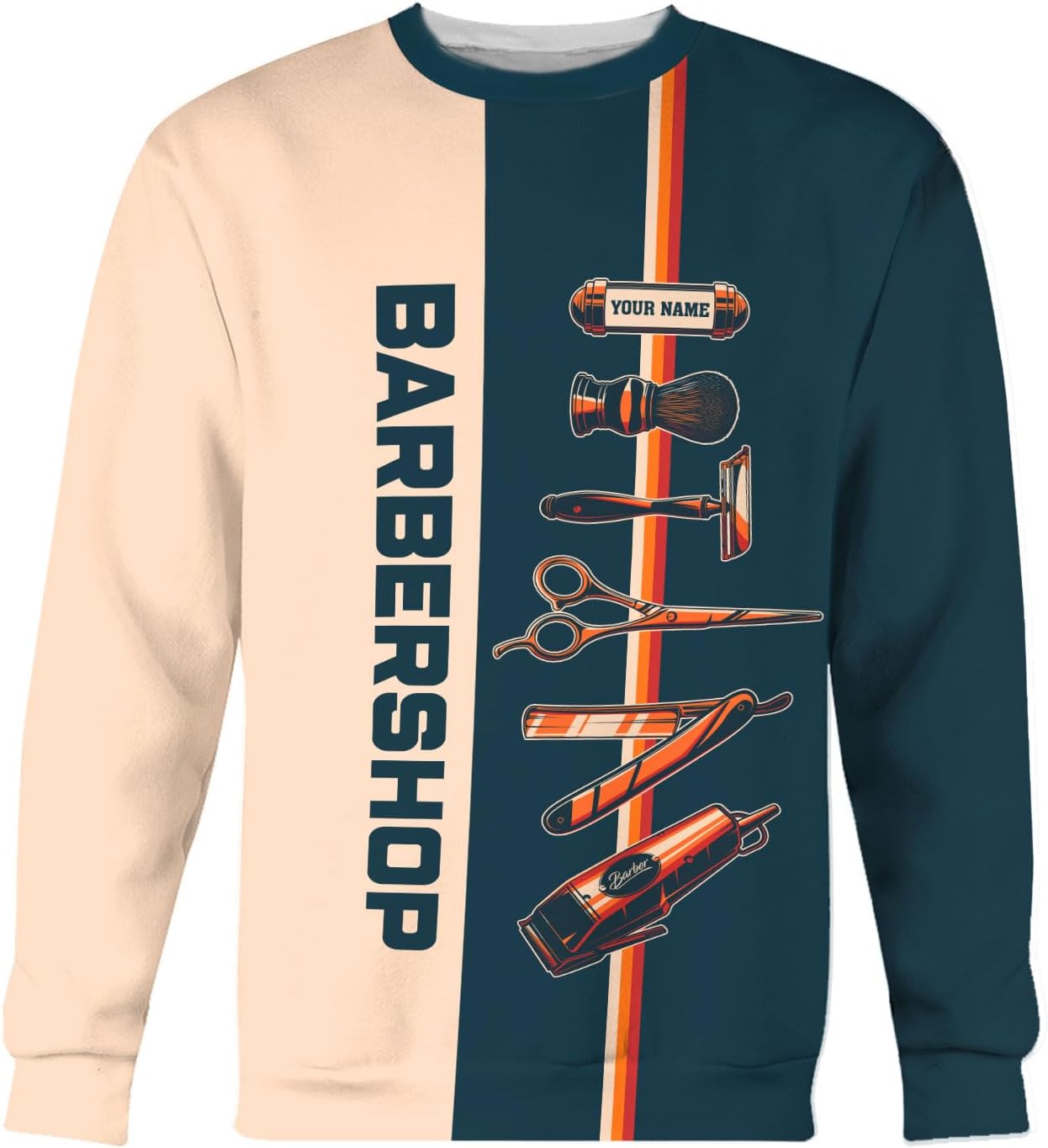 AOVL Personalized Name Barber Shirts Barber Shirt 3D for Men Custom Barber Shirt for Men Women Barber Shop Shirt Gift Barber