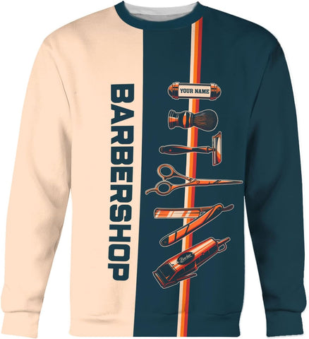 AOVL Personalized Name Barber Shirts Barber Shirt 3D for Men Custom Barber Shirt for Men Women Barber Shop Shirt Gift Barber