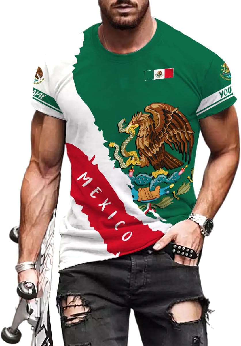 Personalized Name Mexican Shirts for Men, Customized Mexico Shirts for Men, Mexico Shirts for Women Mexico Shirt Eagle Flag