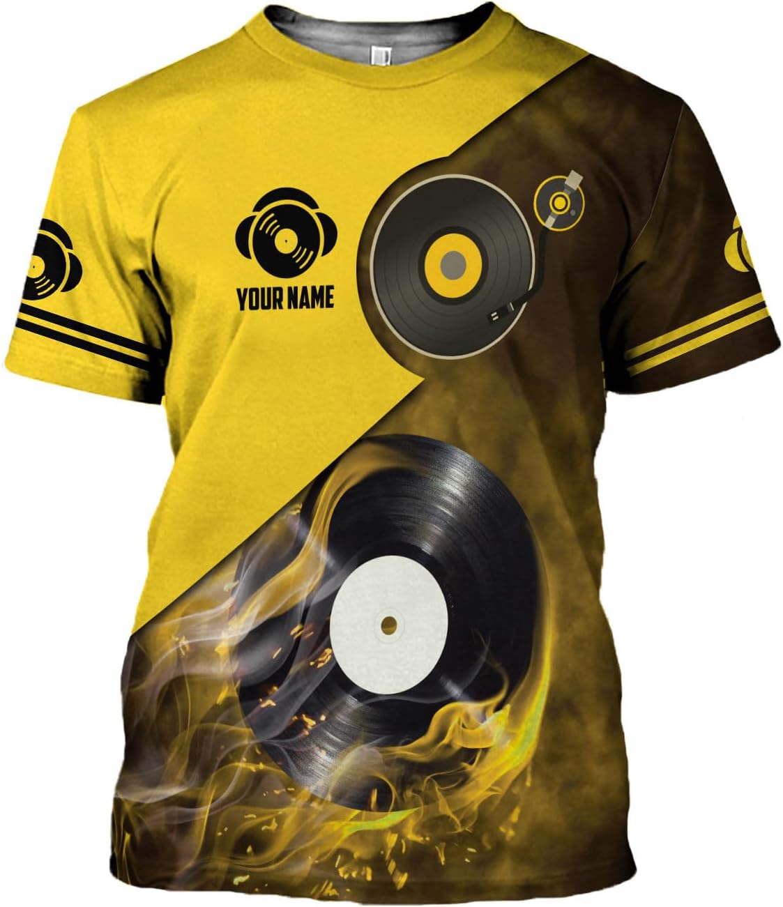 AOVL Personalized DJ Shirts 3D Custom DJ Shirts for Men Women DJ Gifts for Men EDM Music Festival Gifts for Men Music DJ Gift